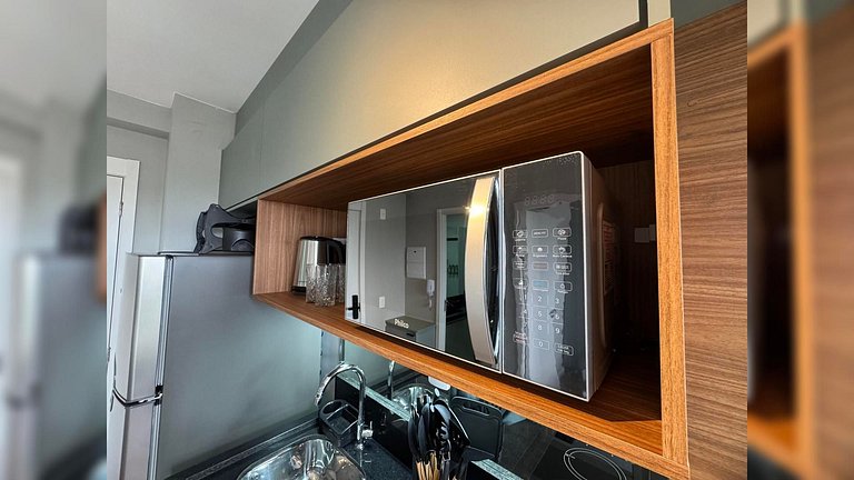(1206) Ap 1 dorm c/ Varanda-Próx Shop Ibira e Aero