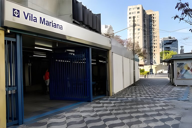 (1210) Studio c/cama King - 5min Metrô Vl. Mariana